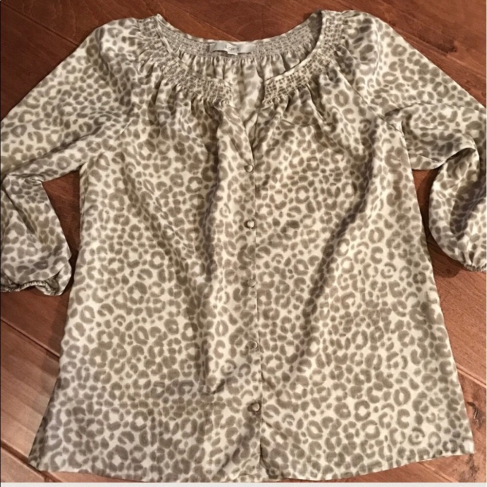 LOFT Cheetah Cotton Blouse